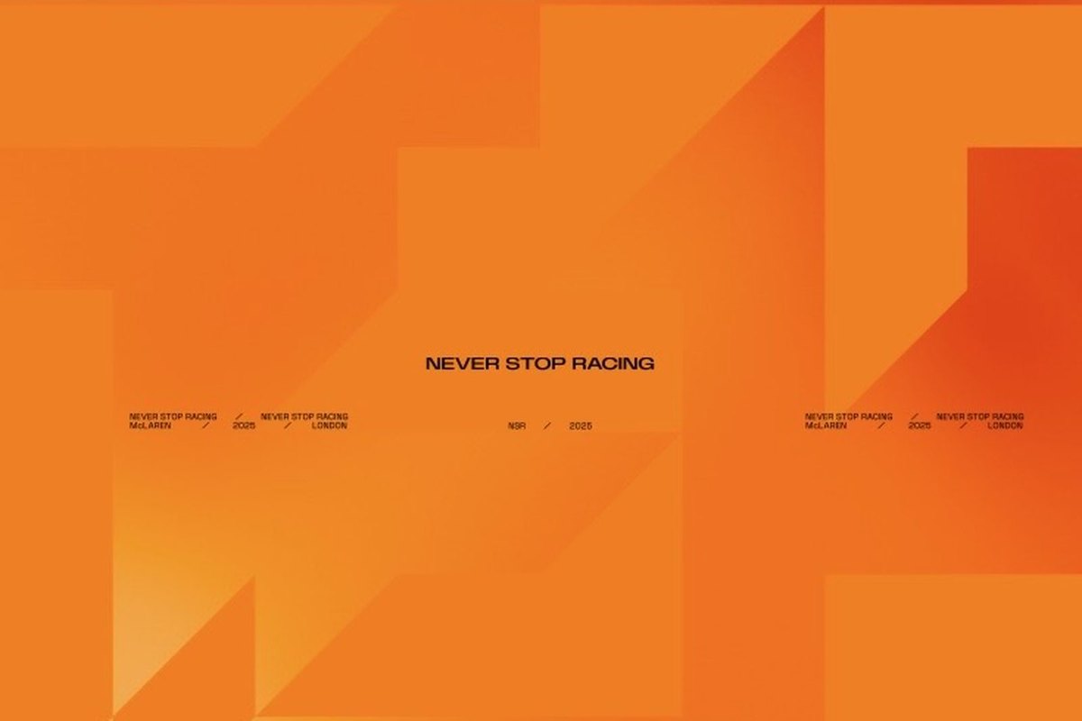 Papaya holding graphic from the McLaren Racing Live show package